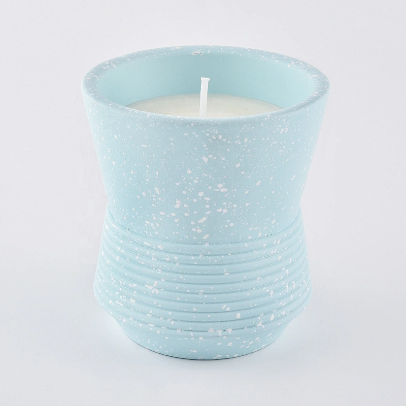 Sunny luxury empty blue concrete cement candle making jars