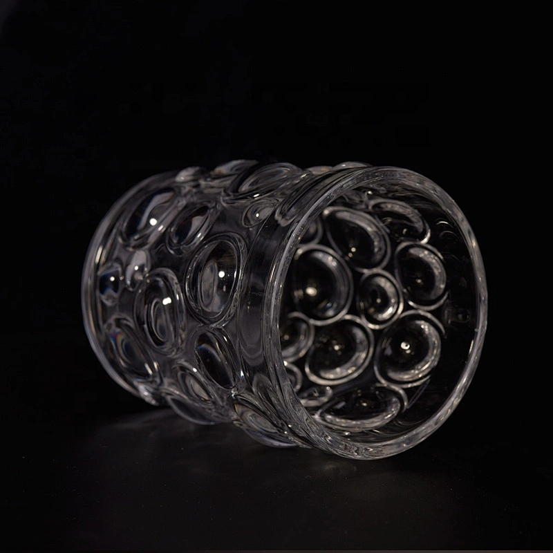 Transparent crystal embossed candle jar tealight mercury glass candles vessel home decoration use suppliers