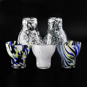 decorative glass vessel with base , 8 oz glass candle jar hand made