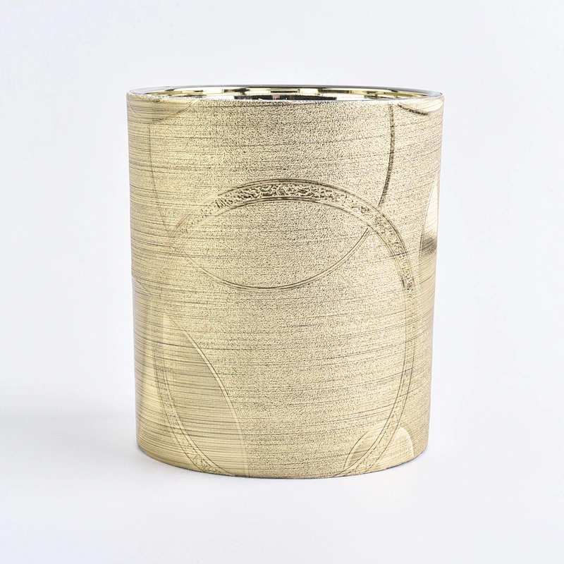 12oz Gold leather glass candle jars