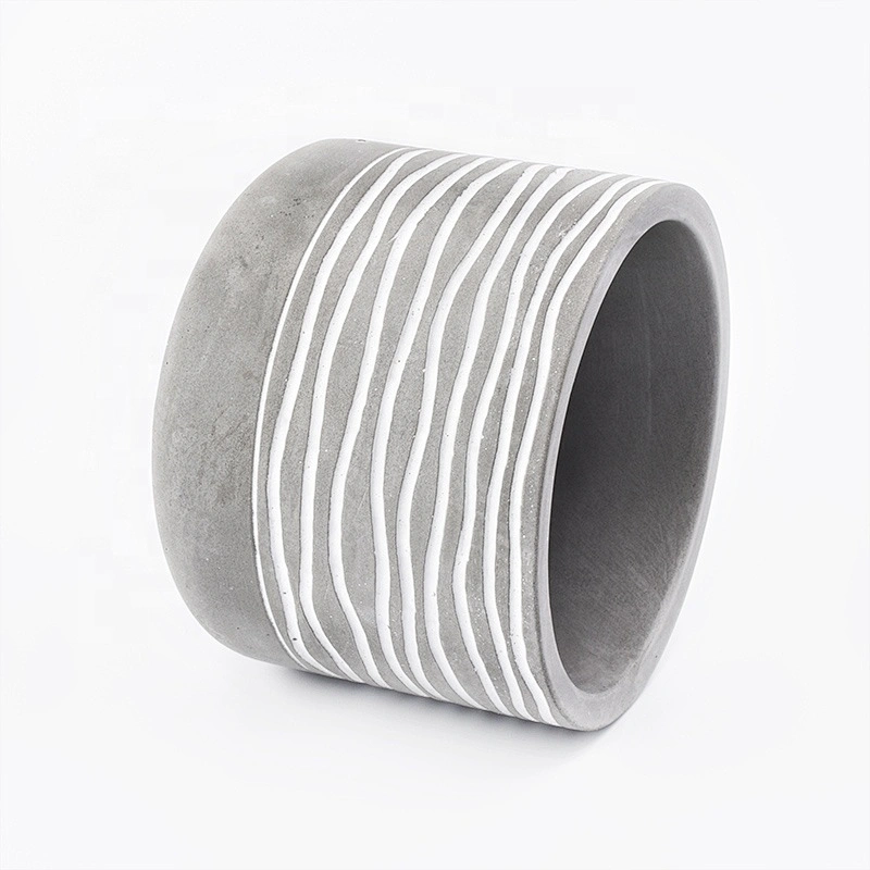 400ml Circle grey concrete candle containers custom wedding decoration