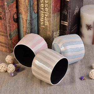 Empty hand printing glazed ceramic candle vessel tealight scented candle holders home decoration use