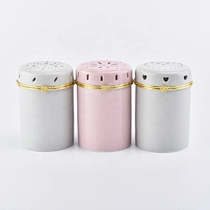 Cylinder ceramic votive candle jars customized candle holders with golden lid wedding decor wholesale
