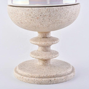 Iridescent Ceramic Candle Holder with Lid and Resin Base Home Decoration Pieces