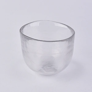 Random glass candle vessel hand made white color