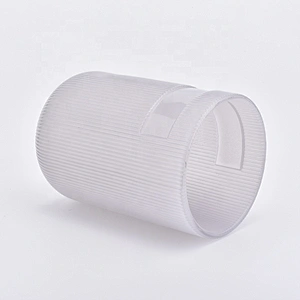 Cylinder customized striped glass candle holder home decoration