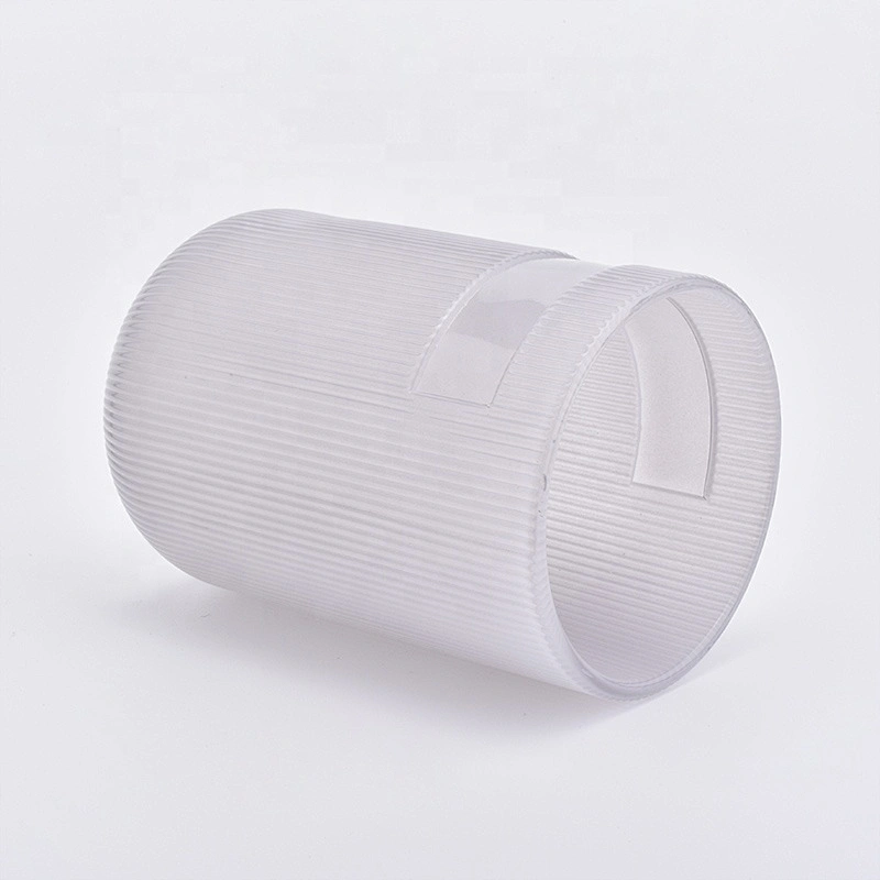 Cylinder customized striped glass candle holder home decoration