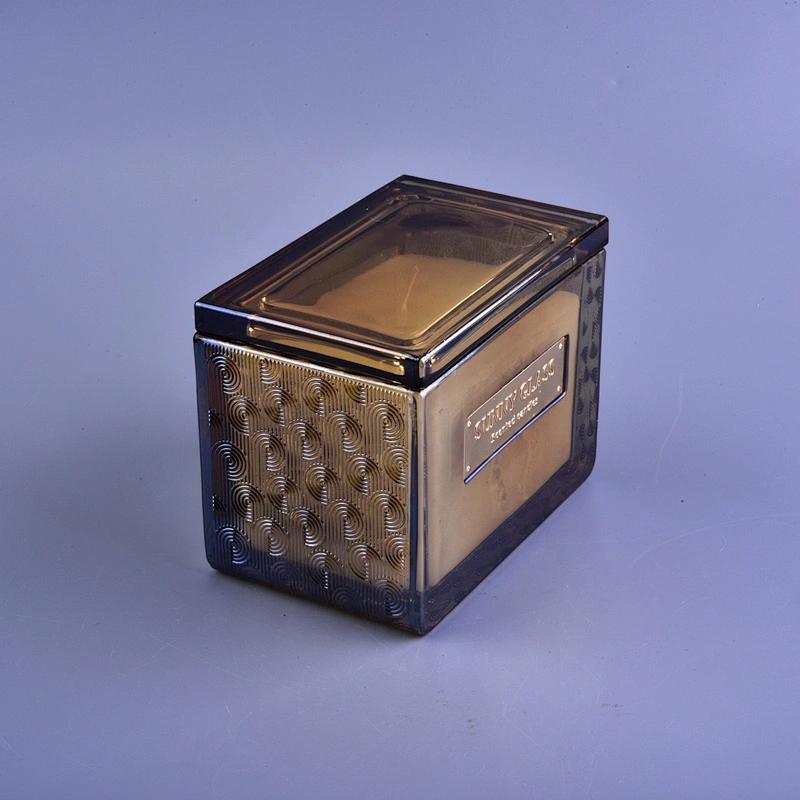 Sunny luxury empty crystal scented square glass candle jar with lids
