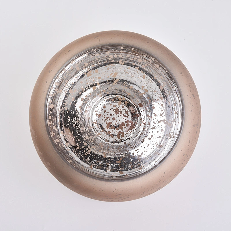bowl shape glass candle container,  mercury glass candle jars for home decor