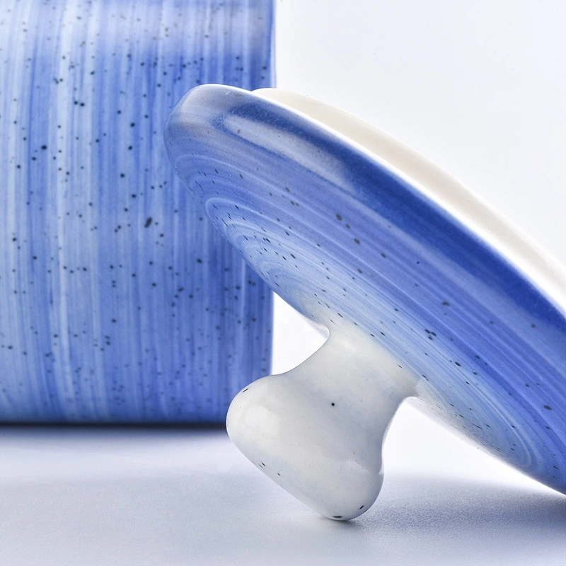 Sunny Custom decorative blue ceramic candle holder with lid