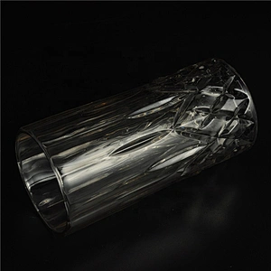 Tall glass candle holders engraved bottom wholesale home decoration