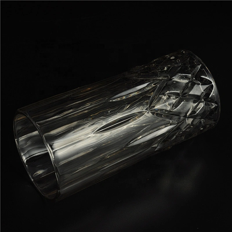 Tall glass candle holders engraved bottom wholesale home decoration