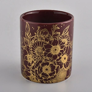 Customized home decoration warm gift red ceramic candle jar for votive candle
