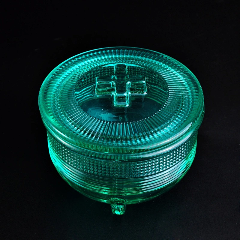 Wedding decoration cross luxury glass jar candle with glass lid