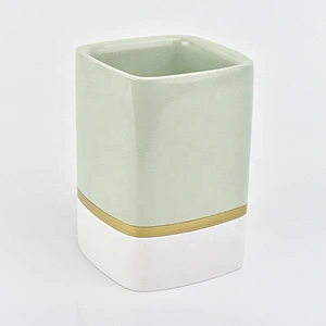 Green square glaze ceramic candle jar votive candle holders custom home decorative use