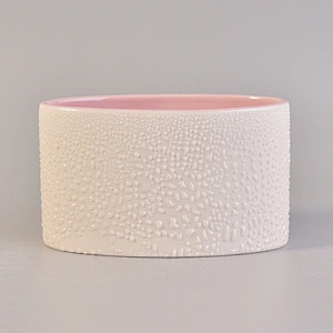Oval shape ceramic candle holder decorative ceramic candle vessel