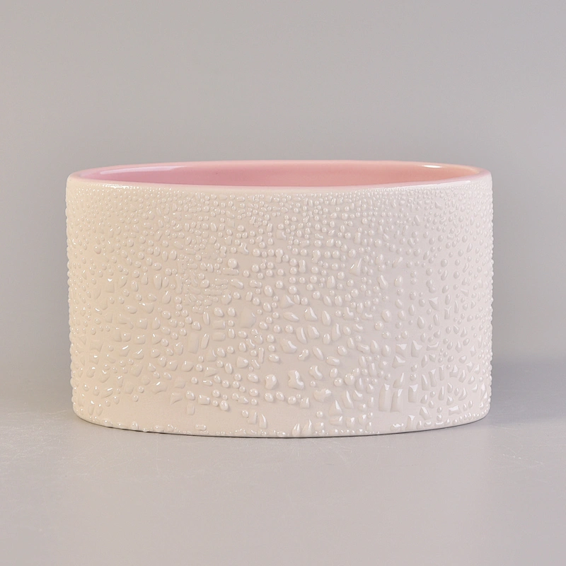 Oval shape ceramic candle holder decorative ceramic candle vessel