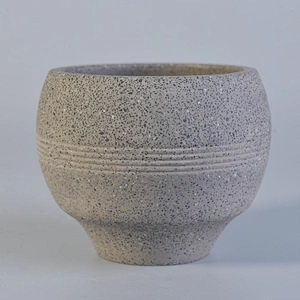 Round Empty luxury grey candle cement holder home decor
