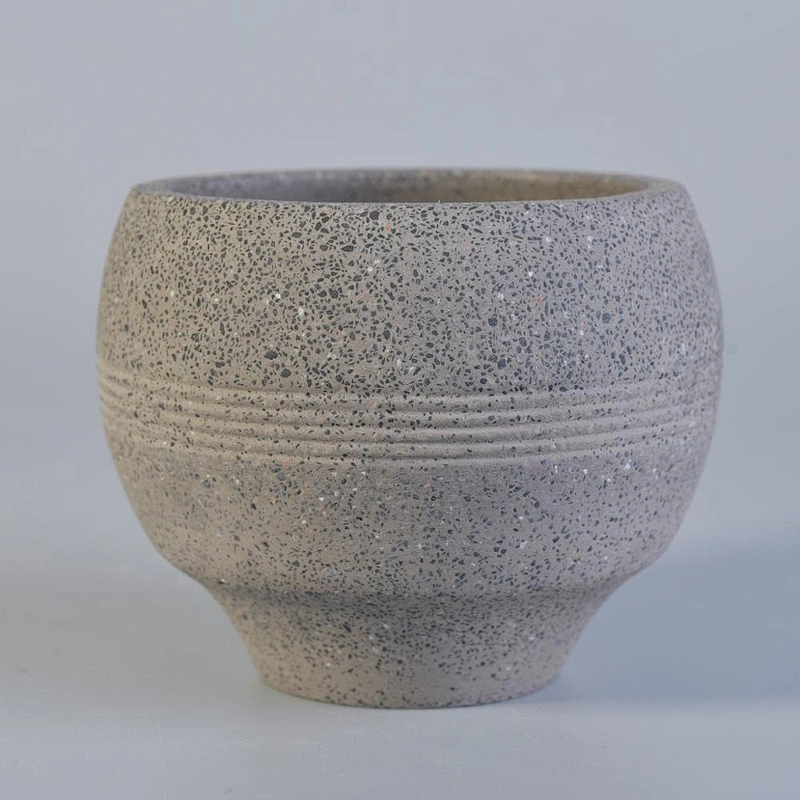 Round Empty luxury grey candle cement holder home decor