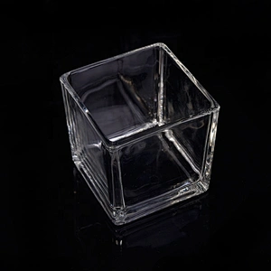 Wholesales Clear Square Glass Candle Jars Home Decoration