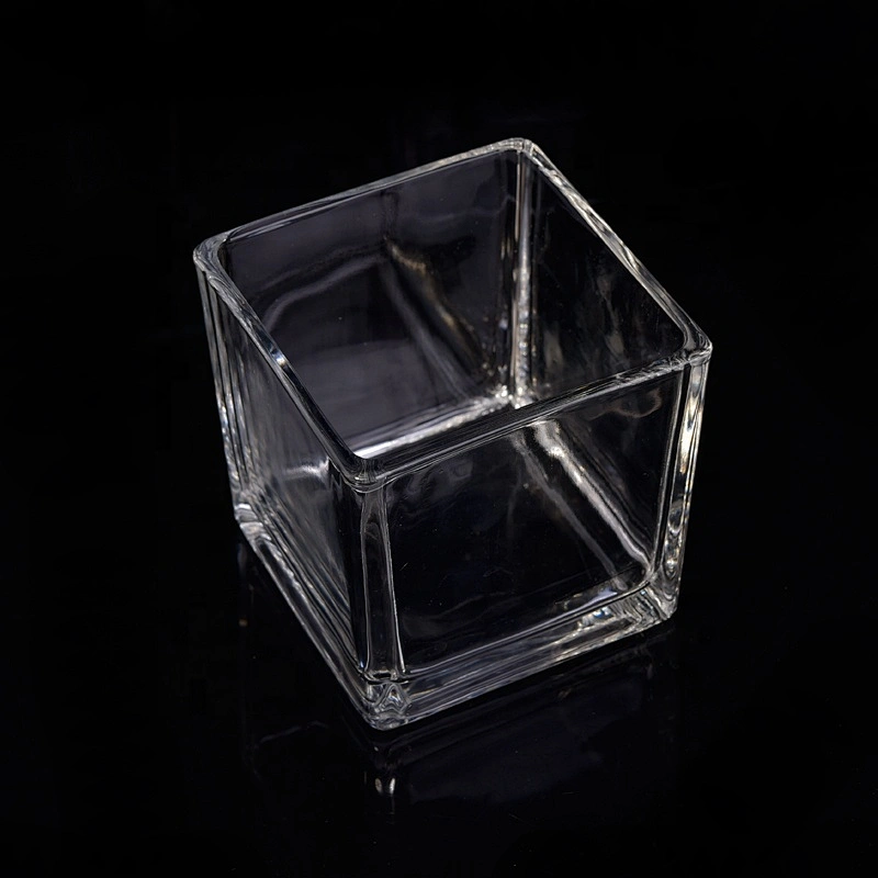 Wholesales Clear Square Glass Candle Jars Home Decoration