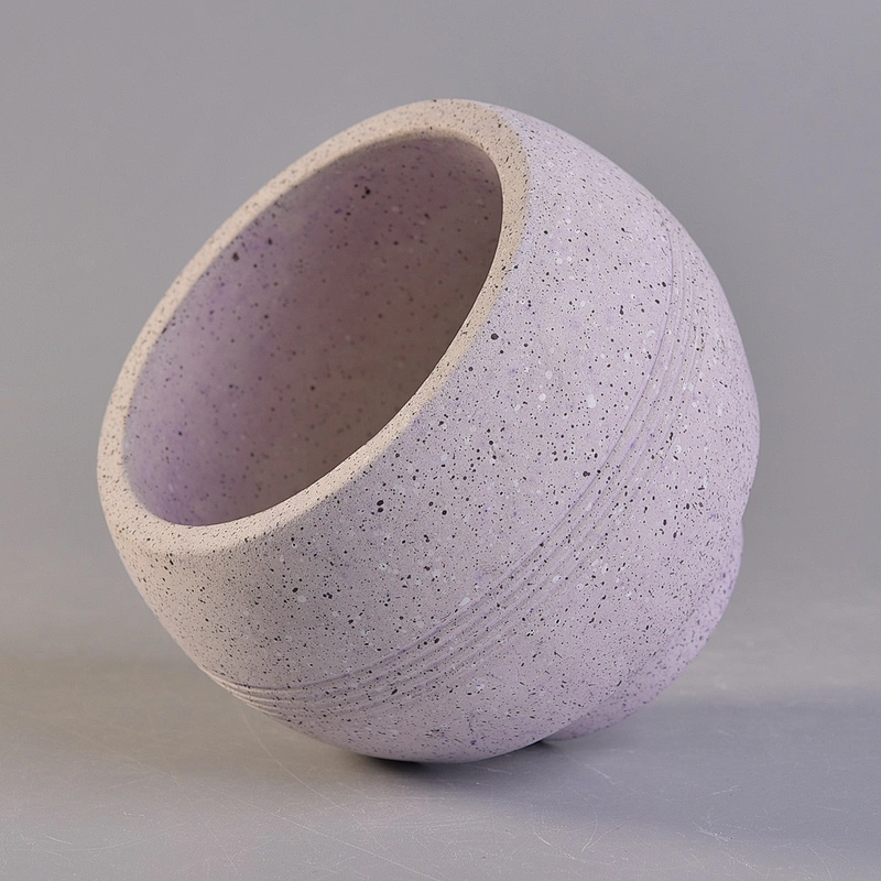 Sunny design Custom round empty purple cement candle holder 10oz