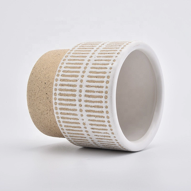 Custom ceramic candlestick stone candle jars home decoration