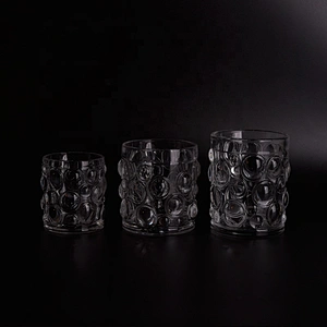 Transparent crystal embossed candle jar tealight mercury glass candles vessel home decoration use suppliers