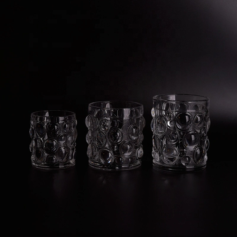 Transparent crystal embossed candle jar tealight mercury glass candles vessel home decoration use suppliers