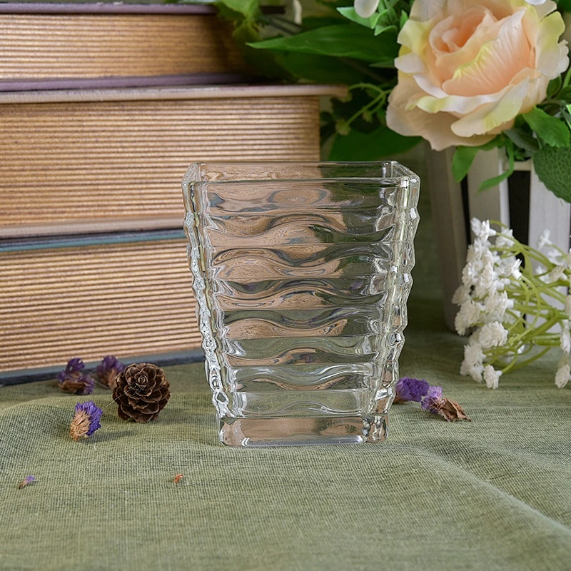 Transparent square Glass Candle cup luxury candle Holder home Decor wholesale
