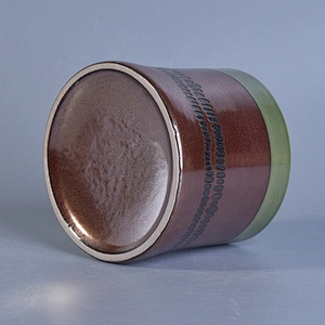 Brown glazed painted ceramic candle holder for home decor
