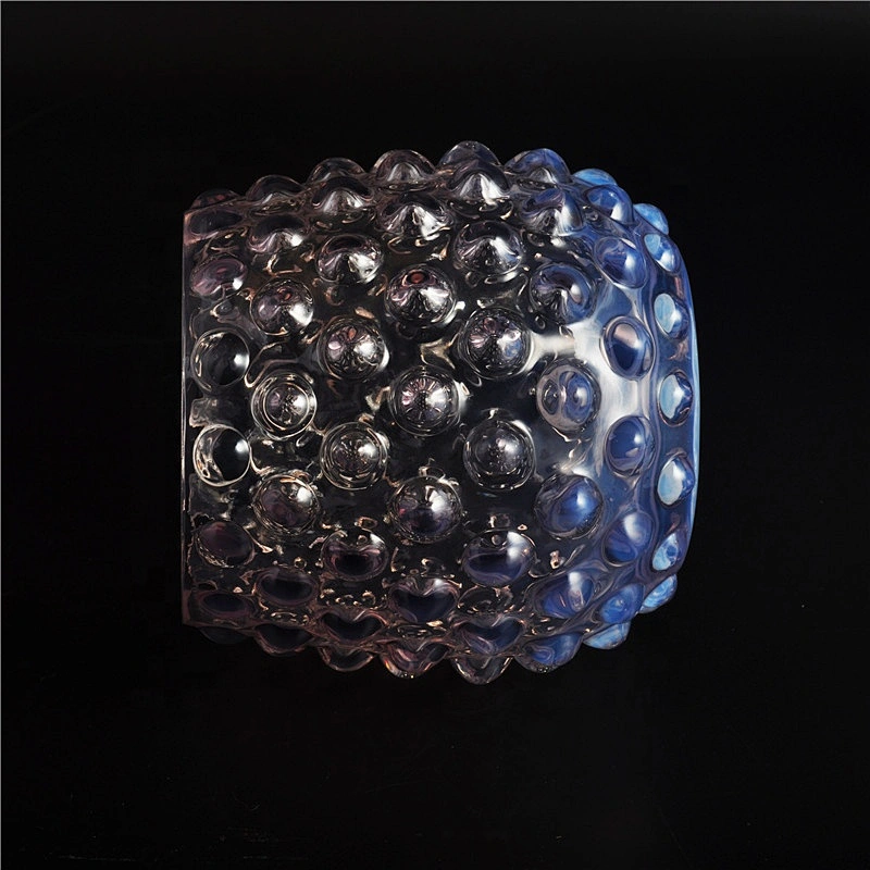 Wholesales transparent bulge dots colored glass candle jars home decoration