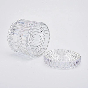 17oz Iridescent Glass Candle Jars with Glass Lids Home Decor Wholesales