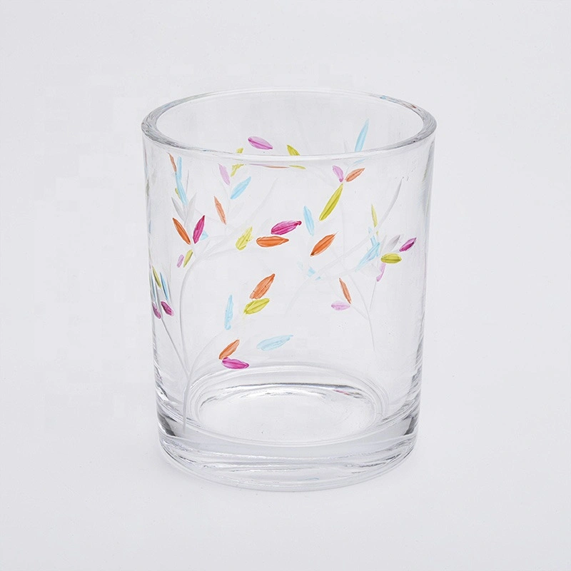 Wholesales 10oz Decal Glass Candle Holders for Soy Wax Home Decor