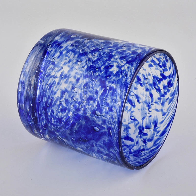 4 inch colored glass candle jar , unique glass large candle container