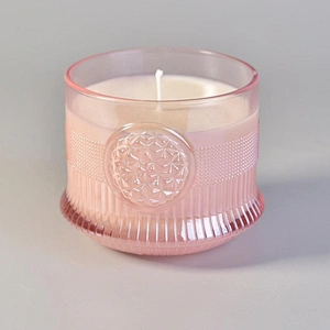 Luxury pink diamond decorative crystal glass jar candle 8oz