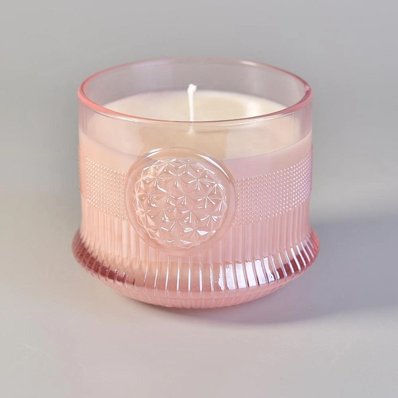 Luxury pink diamond decorative crystal glass jar candle 8oz