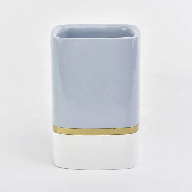 Square glazed custom ceramic candle jar votive candle holder home decorative wholesales