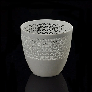 Pure White Hollow Out Ceramic Candle Holder Home Decoration Pieces