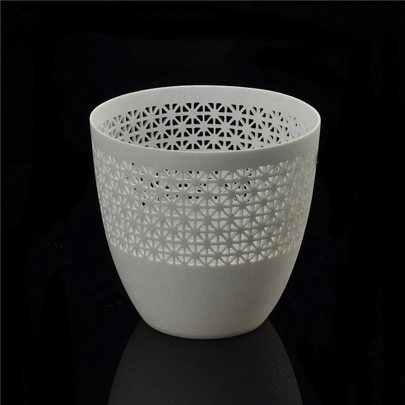 Pure White Hollow Out Ceramic Candle Holder Home Decoration Pieces
