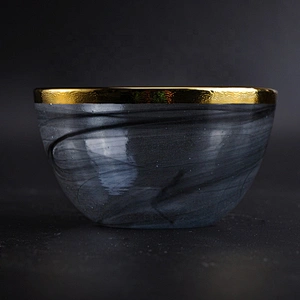 Thin smoke black glass candle holders with gold rim home decoration wholesale