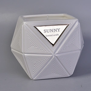 10oz 20oz Manufacturer custom white Hexagon candle ceramic jar