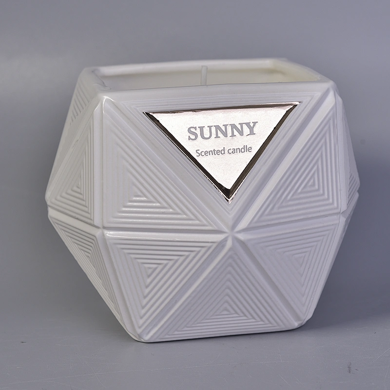 10oz 20oz Manufacturer custom white Hexagon candle ceramic jar