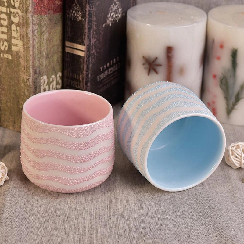 Pink electroplating ceramic candle containers supplier