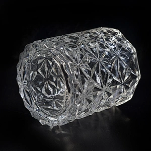 250ml Clear embossed Glass Candle holder  home Decor