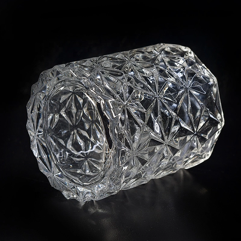 250ml Clear embossed Glass Candle holder  home Decor