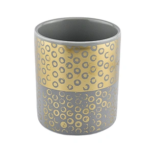 8oz 10oz Wholesales luxury printed cylinder grey candle ceramic jar