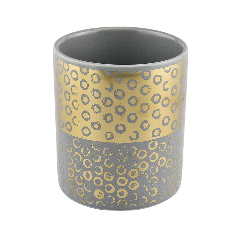 8oz 10oz Wholesales luxury printed cylinder grey candle ceramic jar