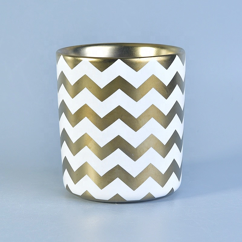 Handmade electroplating cylinder ceramic candle containers votive scented candle vessels home decoration use