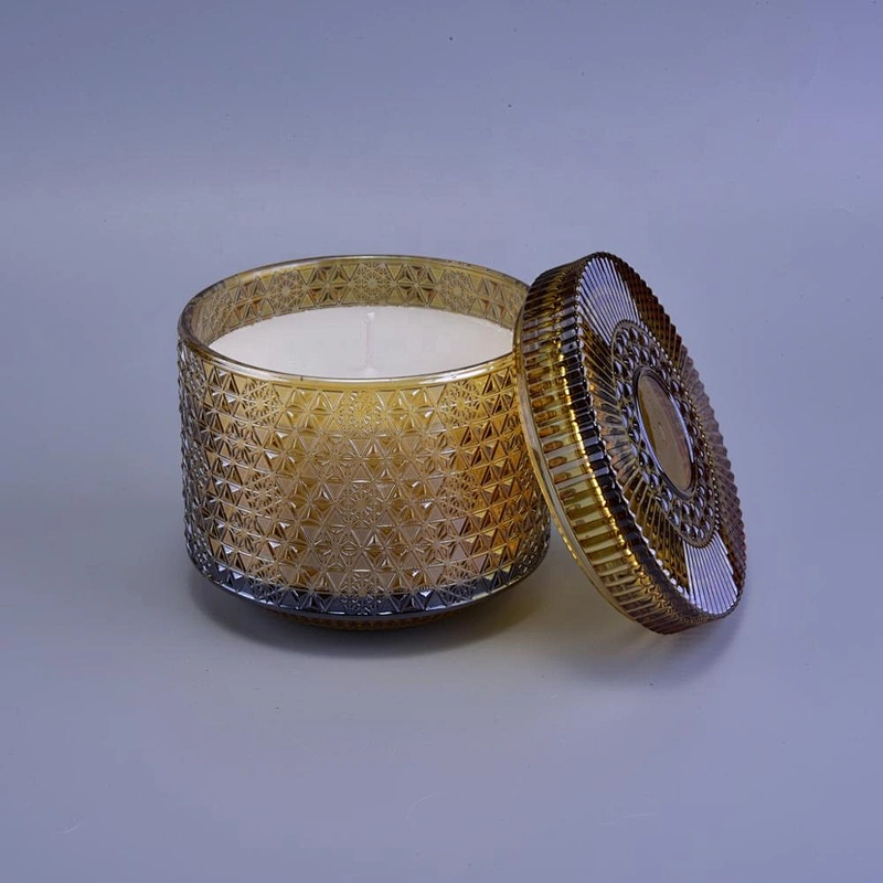 26+years brand cooperation gold tealight glass crystal candle containers with lid